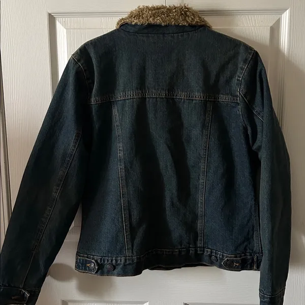 Gap Vintage 2003 Sherpa Lined‎ Jean Jacket Fleece Blue Denim Trucker Style Y2K - Image 12