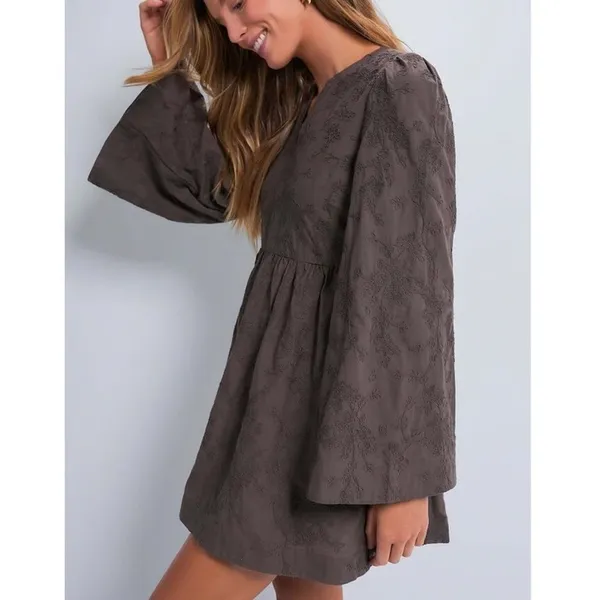 Tuckernuck Hyacinth House Brown Flare Sleeve Mini Dress - Image 2