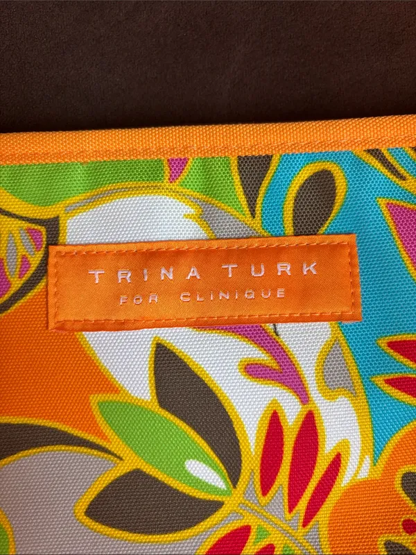 Trina Turk Orange Multicolor Floral Cosmetic Pouch - Image 2