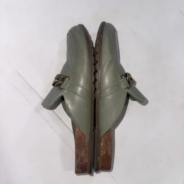 Vionic Green Leather Joyful Georgie Slip On Arch Support Mules Shoes Size 9 Read - Image 5