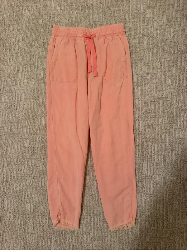 Zara Light Pink Drawstring Linen Blend Pants - Image 5