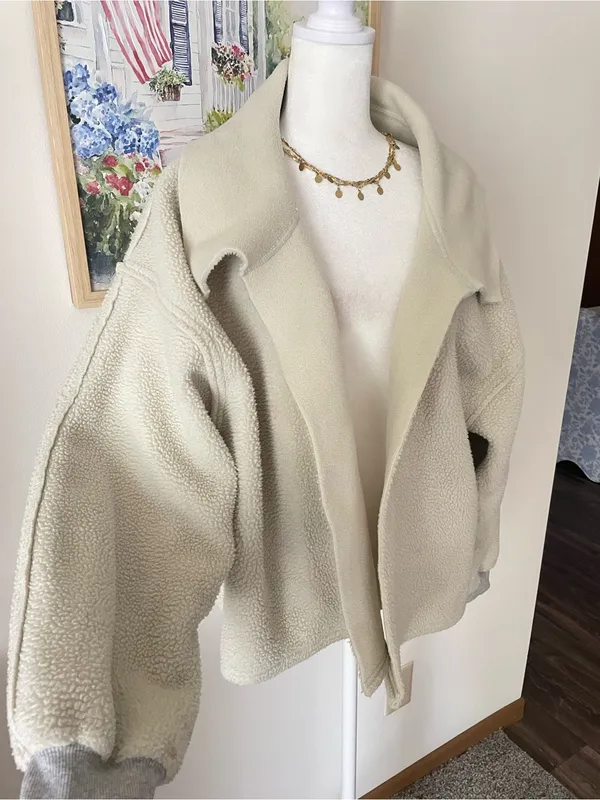 Free People We the Free Elk Mountain Fleece Sweater *Altered Jacket* Medium - Image 2