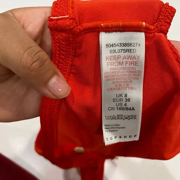 Topshop Red Ring Detail Bikini Top US 4 Y2K Scoop Neck Swim - Image 5
