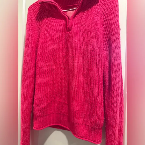 Love‎ For Humanity Bright Pink Half Zip Knit Sweater Size M - Image 3