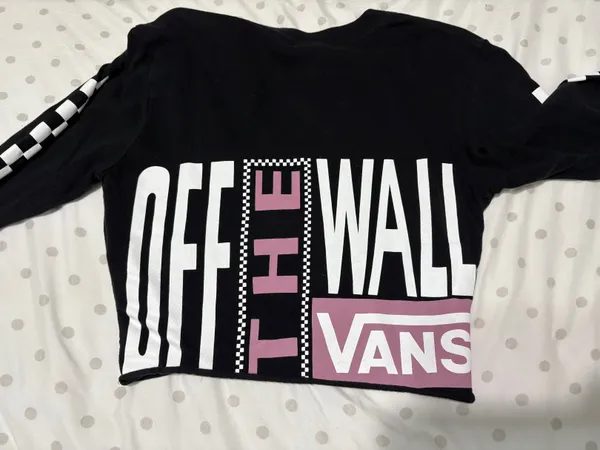 Long Sleeve Black Checkered Logo Crop - Image 2