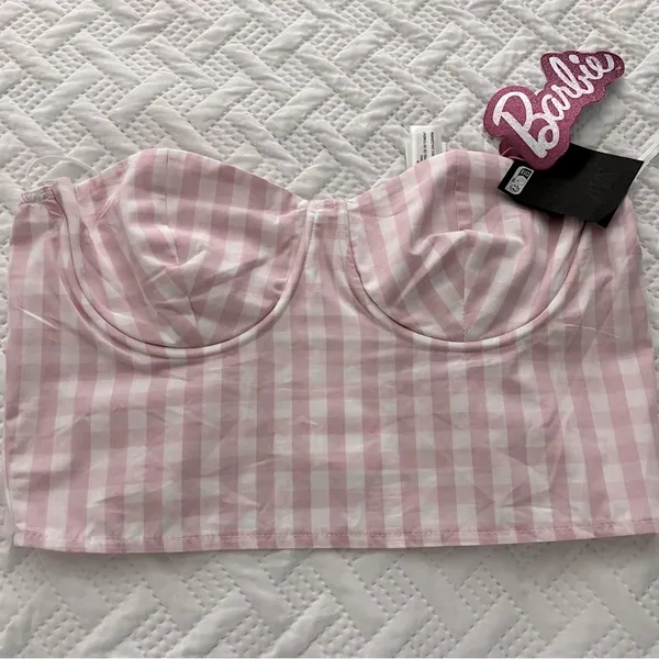 ZaraPink and White Striped Bustier Top - Image 2