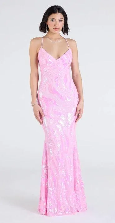 Windsor Iridescent Sequin Lace-Up Dress - Image 3