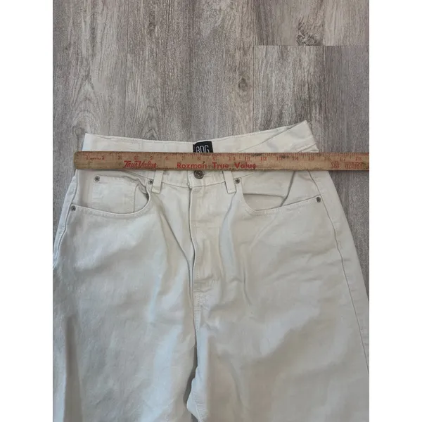 BDG Urban Outfitters High-Rise Baggy Jeans Off-White Cream Raw Hem‎ Size 31 - Image 5