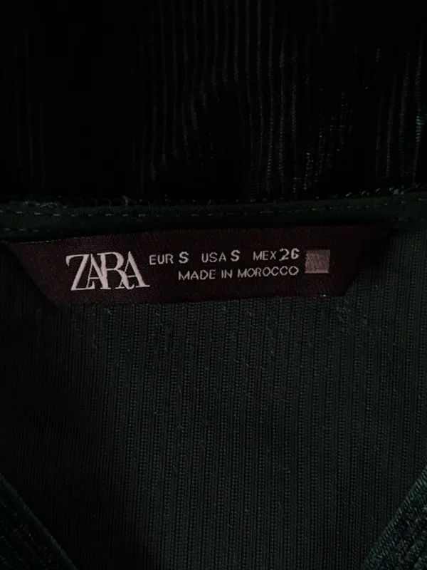 Zara Deep Emerald Velvet V-Neck Tiered Mini Dress EUC - Image 4