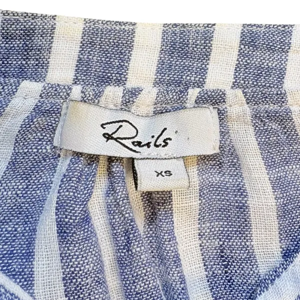 Rails Jasmine Parisian Blue Striped Linen Blend‎ Smocked Mini Dress Womens XS - Image 4