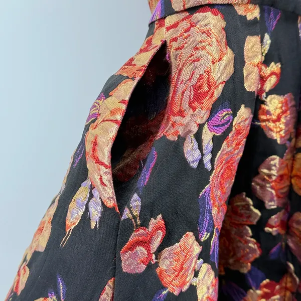 Mac‎ Duggal Floral Brocade Cocktail Dress Black Gold Metallic Sweetheart Mini 0 - Image 3