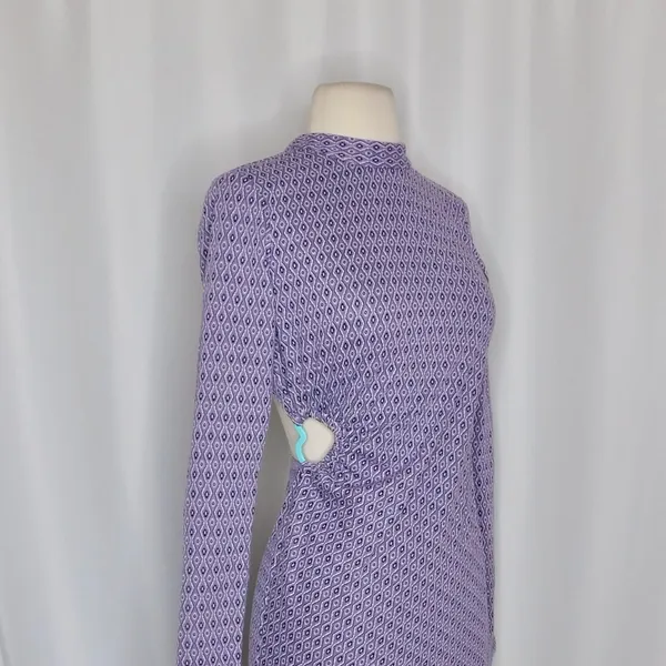 ZARA Lilac Jacquard Open Back Mini Dress Heart Detail Retro Knit Purple Small - Image 7