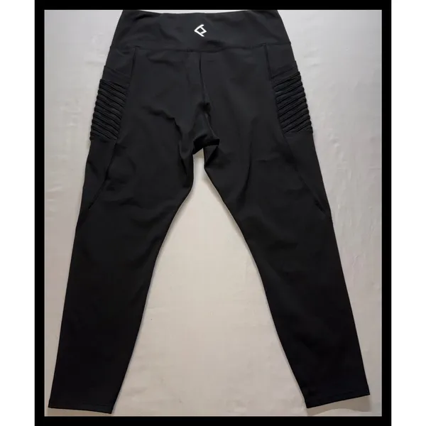BSP Leggings Women Large‎ Black Moto Ribbed Pocket Yoga Activewear - Image 5