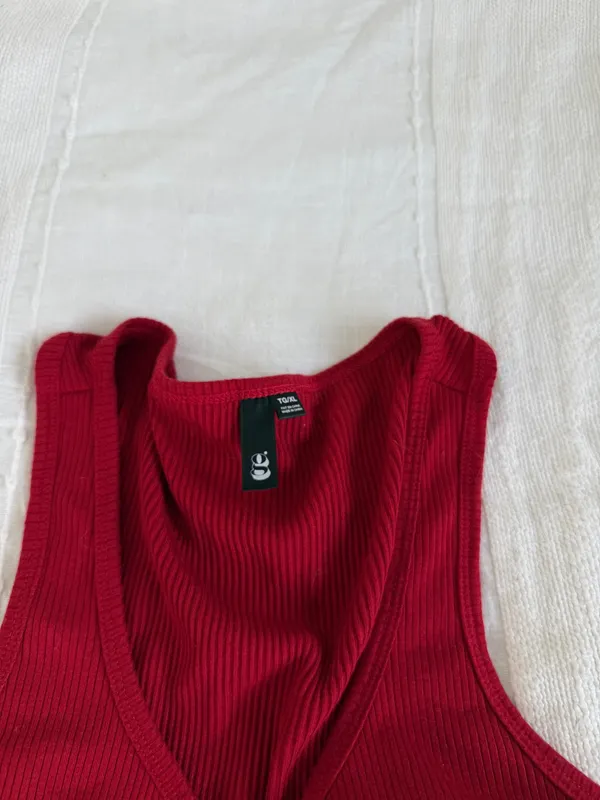 Garage Red Lace-Up Tank Top with Mesh Details - Image 5