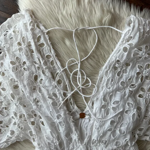Free People One Bella Note Eyelet Mini Dress - Image 5
