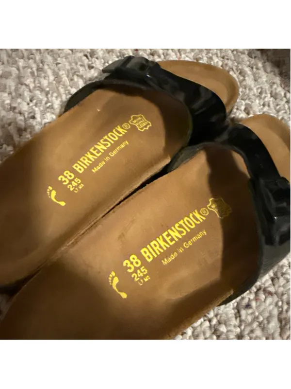 Birkenstock Madrid Slip On Sandals Black Patent Flor- Size 38 (7) - Image 3
