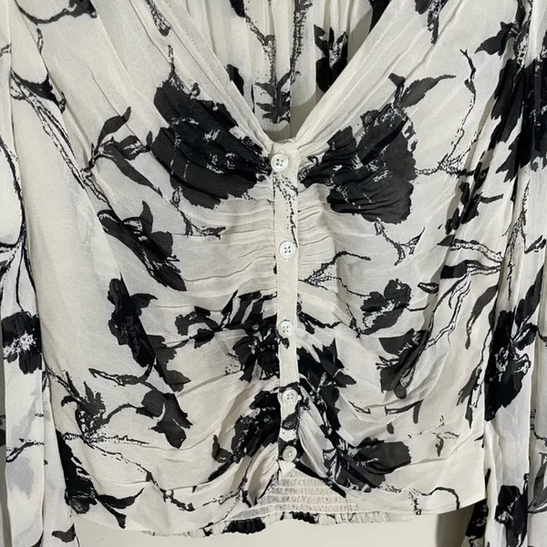 Free People Floral Long Sleeve Ruched Blouse - Image 3