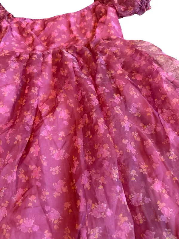 Altar'd State Floral Print Mini Dress Puff Sleeves Full Skirt Size Medium - Image 7