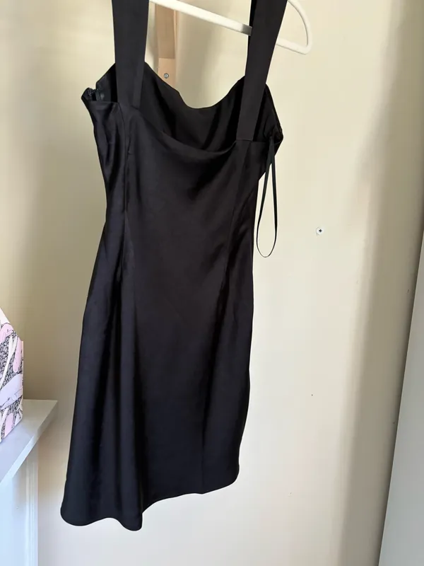 Princess Polly Radioactive Bias Cut Mini Black Dress - Image 2