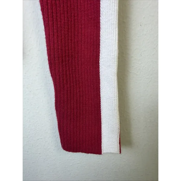Hollister Sweater medium Red Cotton Blend Stretch Knit Fitted Ribbed streetwear - Image 3