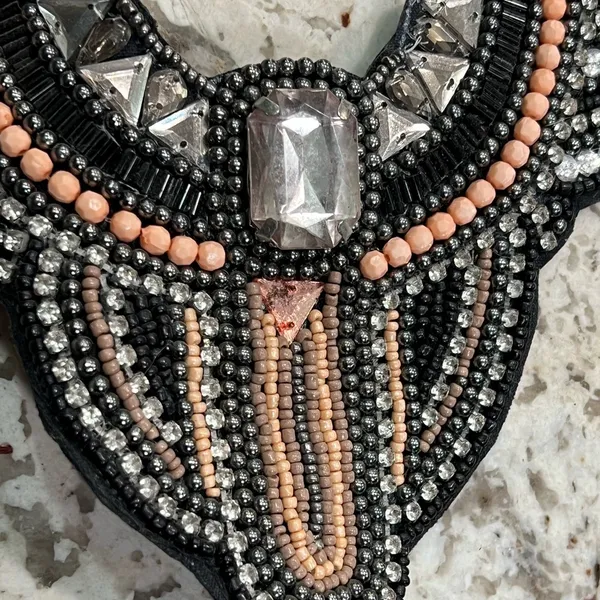 Women’s Multicolor Studded Bib Necklace - Image 2