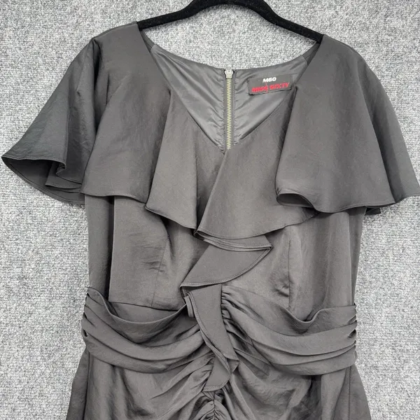 Miss Sixty M60 Black Ruched Dress Flutter Sleeve Mini Zip Up Cocktail Chic - M - Image 3
