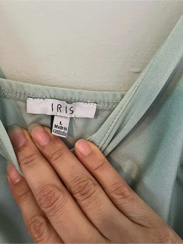 iris Mint Slip Mini Dress with Adjustable Spaghetti Straps - Image 3