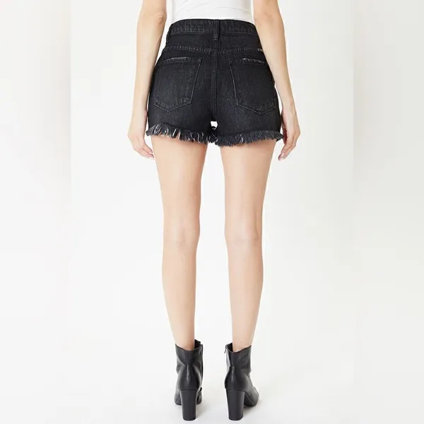 KanCan Wayne black raw hem high rise distressed shorts 11/29 NWT - Image 4