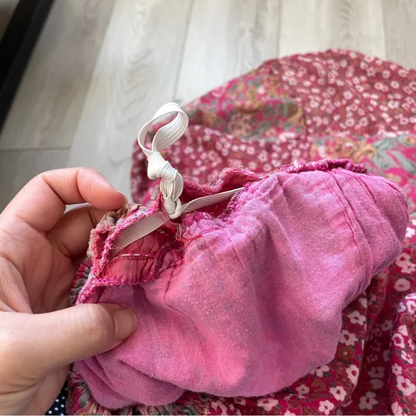 Floral Patchwork Skirt pull on midi womens Pink (medium) boho colorful hippie - Image 2