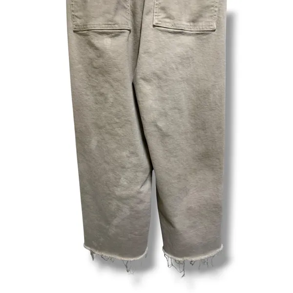Zara High Waisted Wide Leg Pants Womens US 4 Beige Sand Raw‎ Hem Cropped - Image 6
