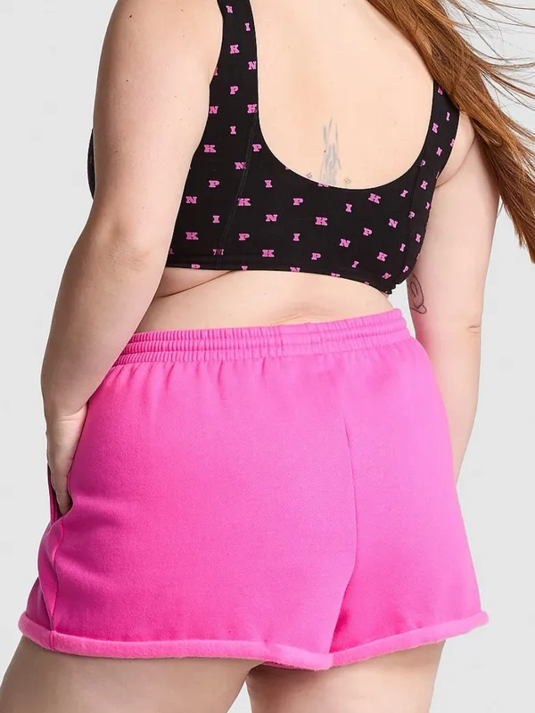 VICTORIA’S SECRET PINK Rib Cami & Campus Fleece Rolled Hem Shorts Pink Gossip L - Image 7
