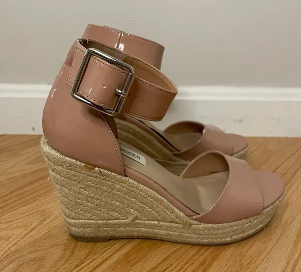 Steve Madden Villa Wedge Espadrille Sandals, Blush, Size 7, EUC - Image 4