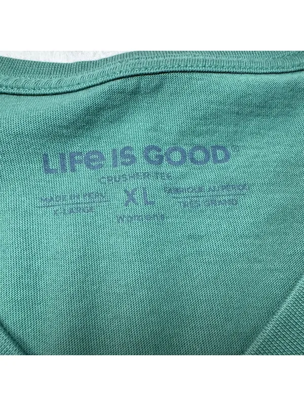 Life is Good Green Cat Christmas Lights Long Sleeve Crusher Tee XL - Image 4