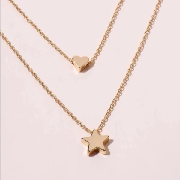 3/$30 💛 Heart Star Layered Necklace Gold - Image 3