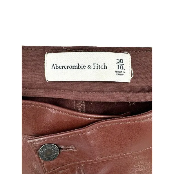 ABERCROMBIE & FITCH Criss-Cross Waist Vegan Leather‎ 90s Straight Pant Size 30 L - Image 3