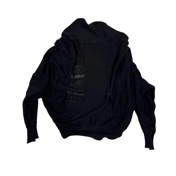 Free People Black Linen Blend Batwing Cardigan Open Front Knit Sweater XS/S‎ - Image 4
