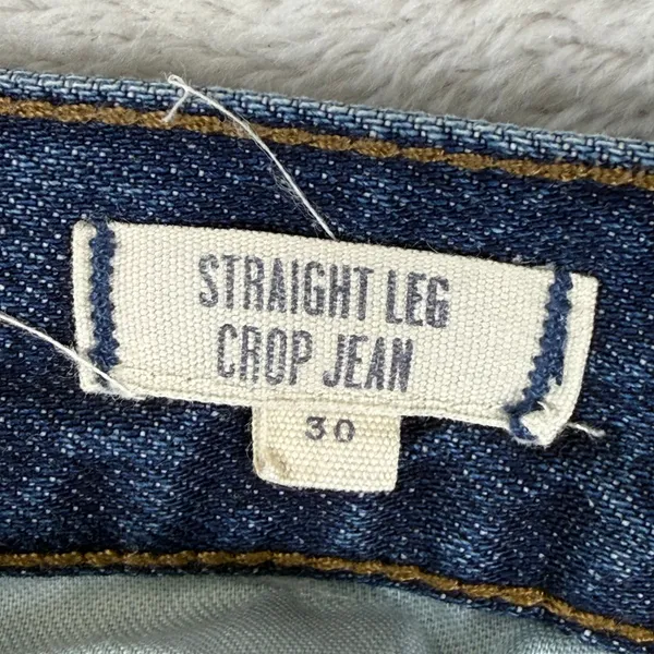 Madewell Straight Leg Crop Jean Blue Medium Wash 100% Cotton Denim E9639 Size 30 - Image 3