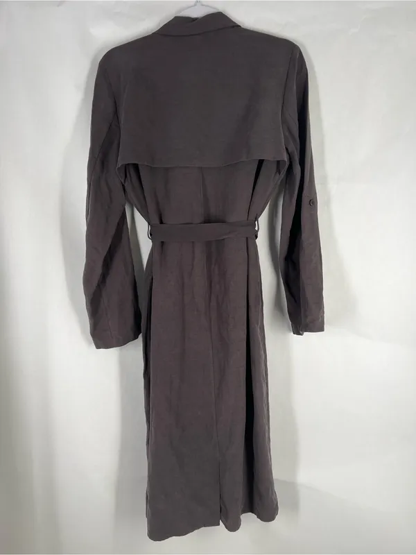 Garnet Hill Silk Linen Lightweight Draped Front Long Topper Coat Size 6 - Image 13