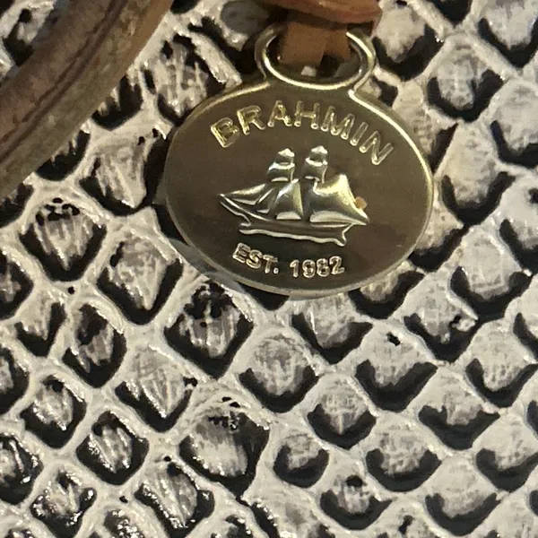 Brahmin Vivian Onyx Java Snake Leather Dome Satchel Bag Rare - Image 2