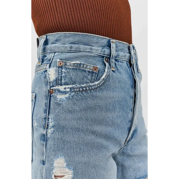 AGOLDE Dee Vintage High Rise Shorts Medium Wash Distressed Size 27 100% Cotton - Image 12