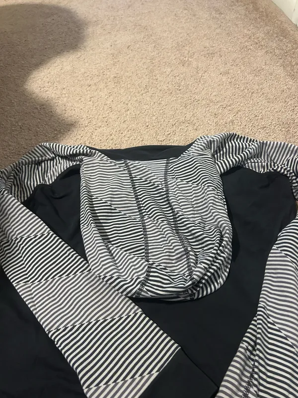 Nike Black and White Striped Dri-FIT Hoodie - Image 5