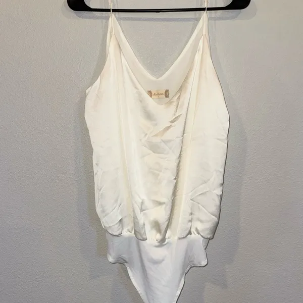 Altar’d State Satin Cowl Neck Bodysuit Cream Size L Elegant Minimal NWOT - Image 2