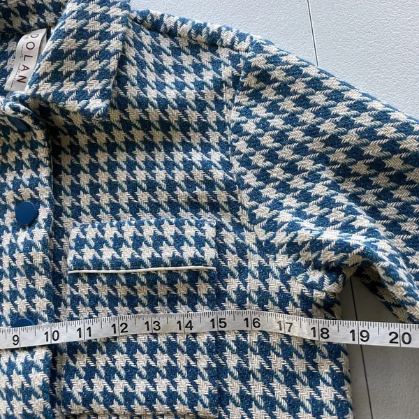 Anthropologie Dolan Left Coast Cropped Jacket Women XS Blue Houndstooth Print - Image 16