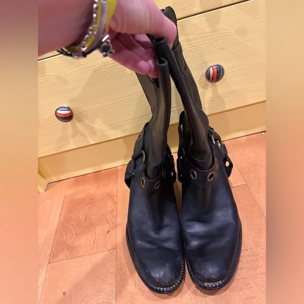 Tommy Hilfiger moto western vintage Y2K leather boots mid calf sz 9.5 black - Image 5