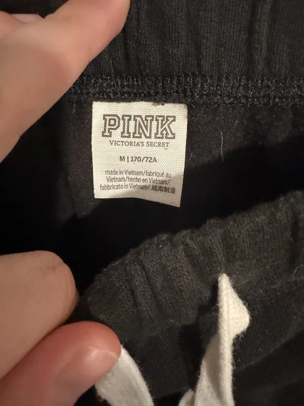 PINK Victoria's Secret Black Fleece Drawstring Lounge Shorts - Image 5
