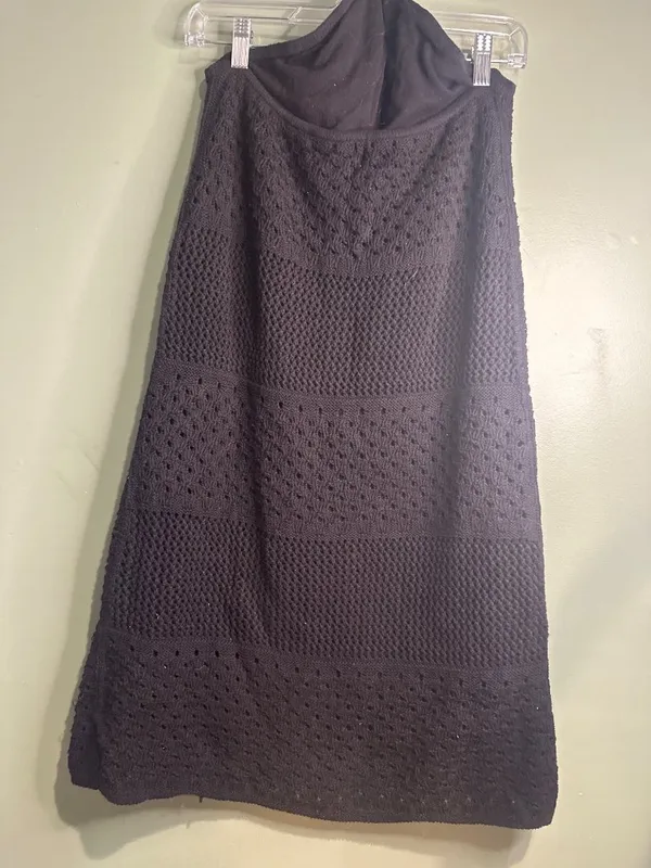 Old Navy Black Dress Womens L Black Halter Knit Midi Strapless Tassel Beach - Image 4