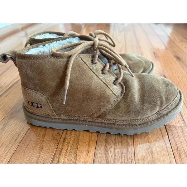 UGG Neumel Chestnut‎ Suede Lace Up Ankle Boots Women 9 - Image 4