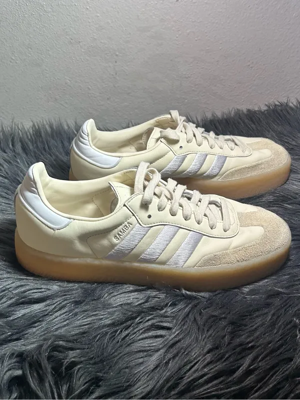adidas Originals Sambae Sneakers Beige and White Rubber Sole Size 10 - Image 7