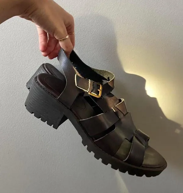 Y2K brown faux leather chunky fisherman sandals 🔥 - Image 2