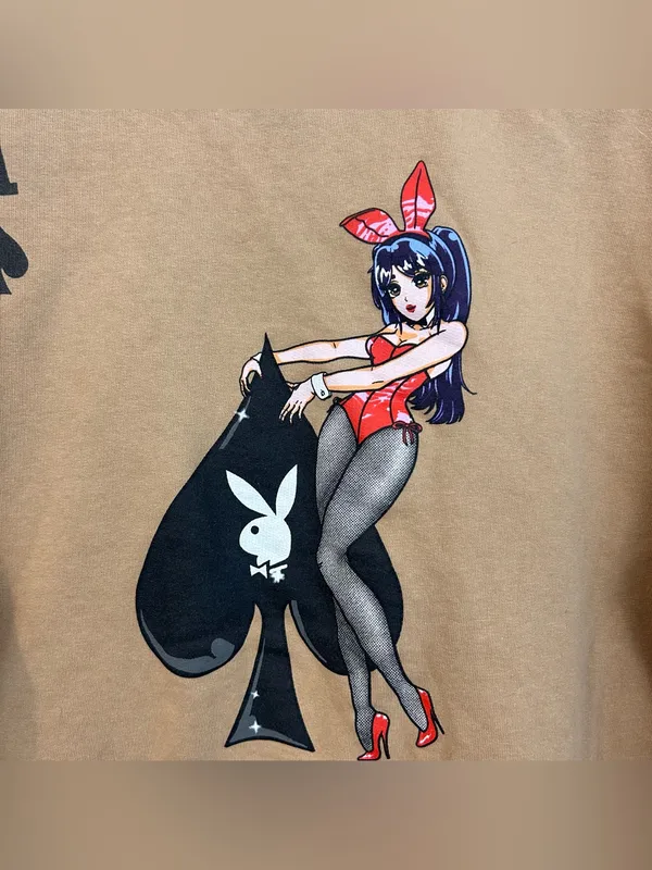 Playboy Club Tokyo, Japan Tan/Brown Crewneck Sweatshirt Pullover Size Medium - Image 7